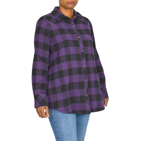 Tuckernuck Chandler Plaid Flannel Shirt Purple Aubergine Buffalo Western Medium - Picture 13 of 14